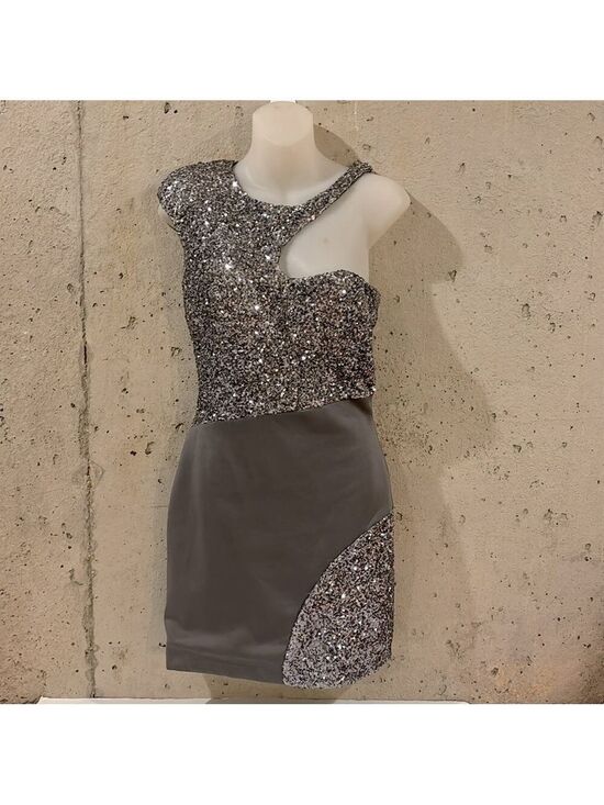 Arden B Exclusive Dresses & Skirts - Arden B Exclusive Silver Sequin and Satin Mini Party Dress - Size M